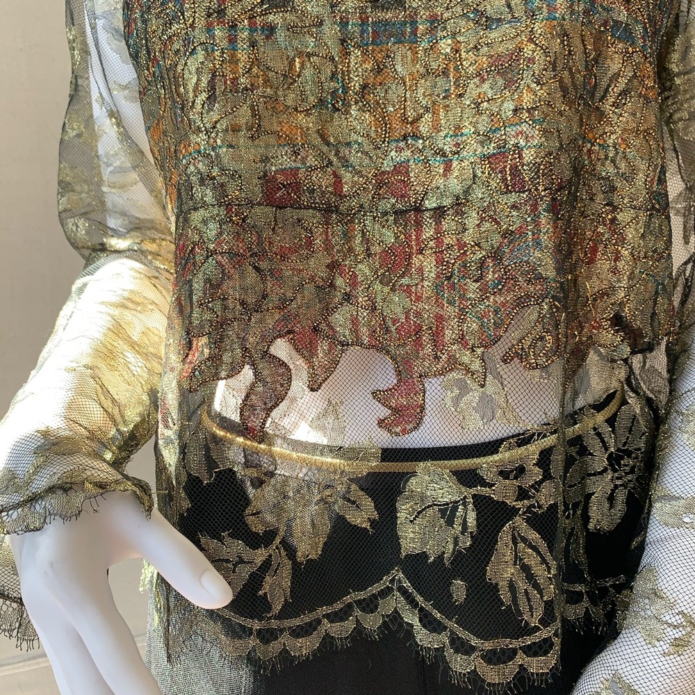 Oscar de la Renta vintage metallic lace top - Picture 8 of 16